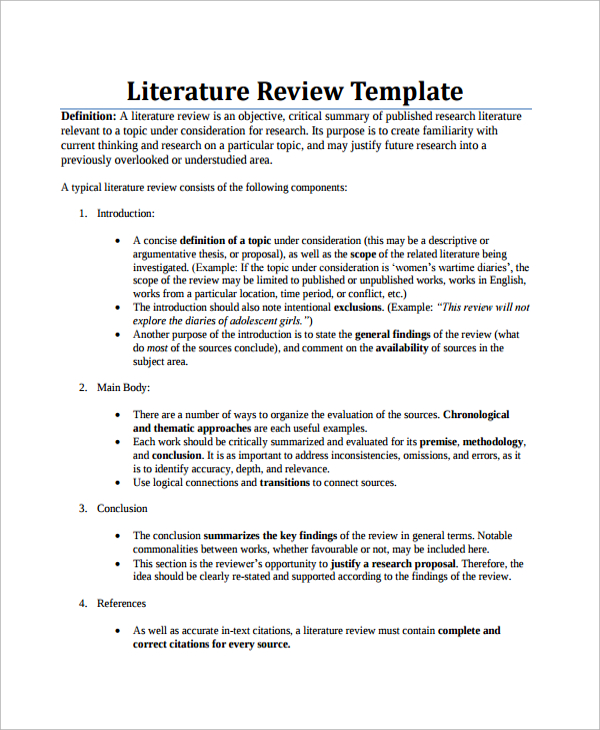 example literature review methodology