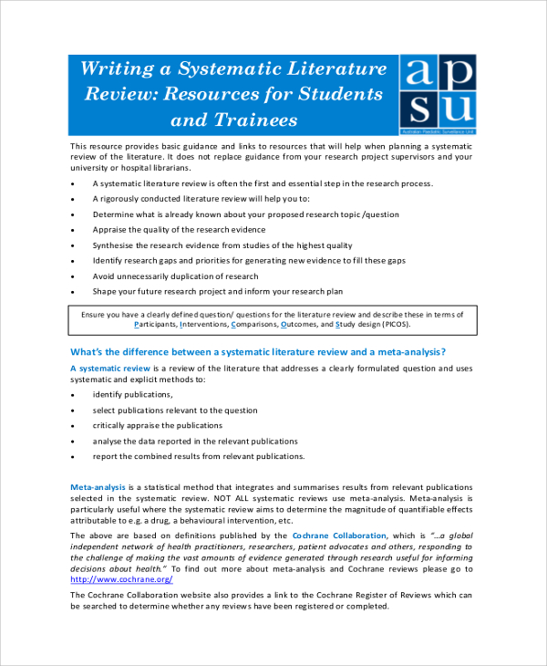 format for systematic literature review