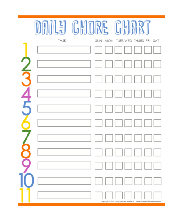 daily chore chart