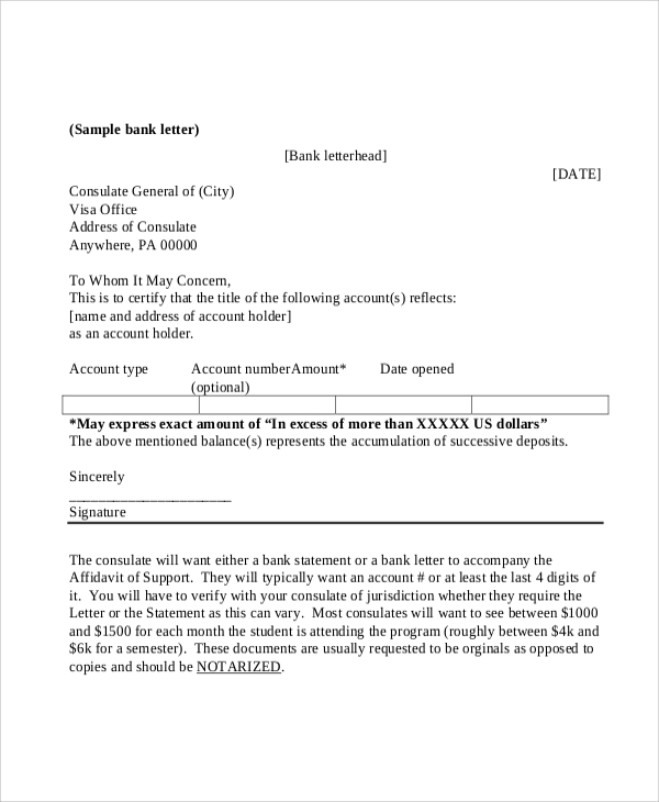 bank statement letter format pdf download