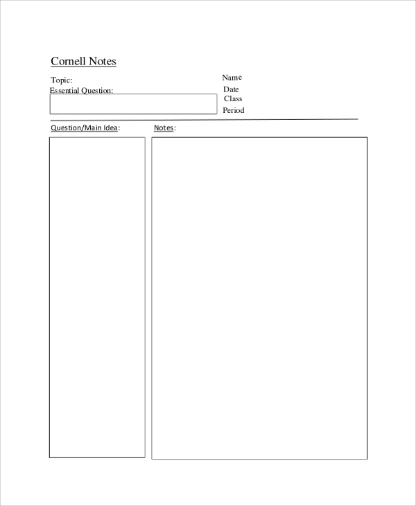 FREE 8 Sample Cornell Note Templates In PDF MS Word
