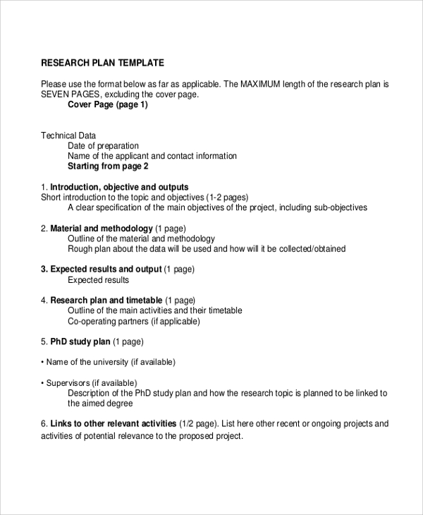 research project work plan template
