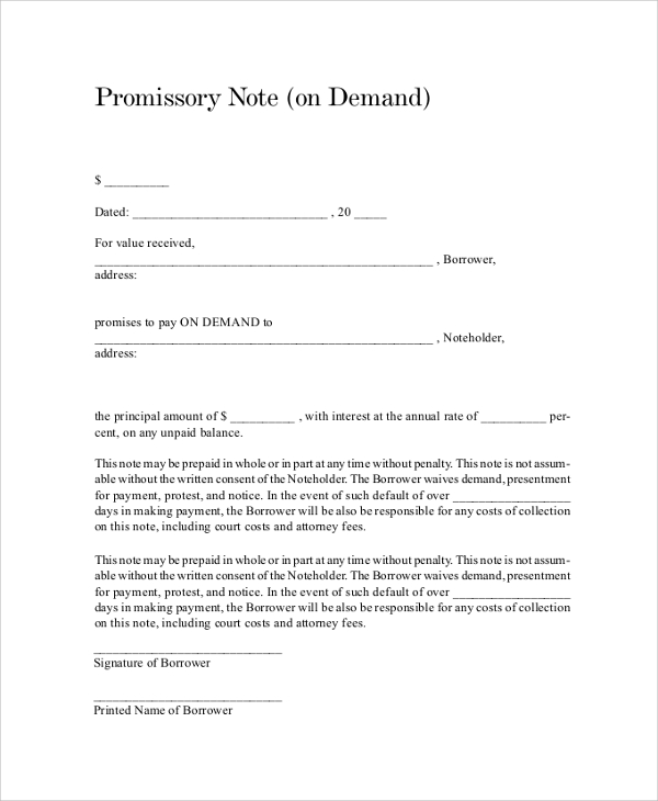 promissory demand note