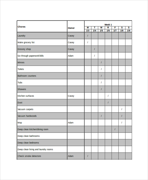excel chore chart1
