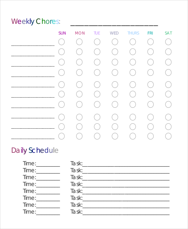 childrens chore chart 