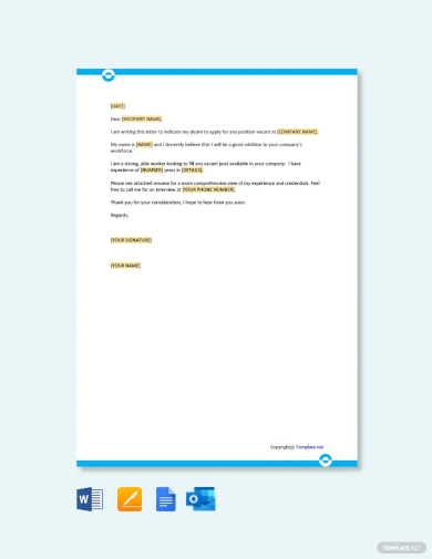 application letter template sample for any position
