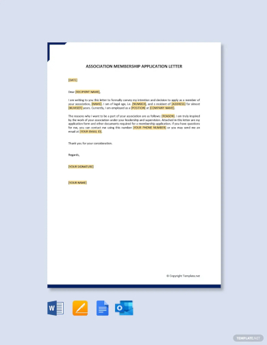 association membership application letter template