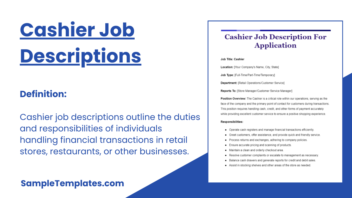 Cashier Job Descriptions
