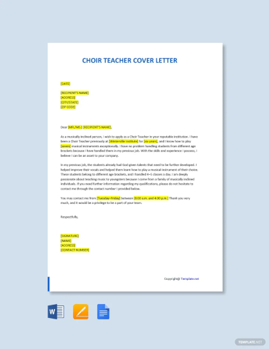 choir teacher cover letter template