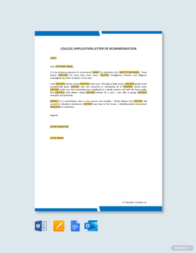 employment application letter sample pdf free college application letter of recommendation template