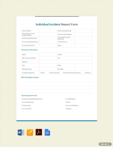 individual incident report form template