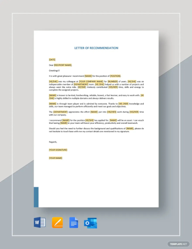 letter of recommendation template