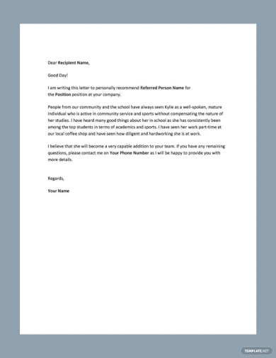 letter of recommendation for a friend template