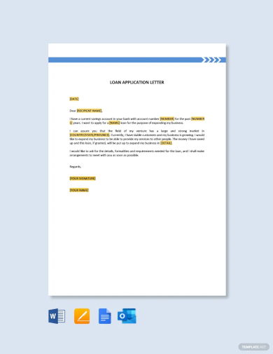 loan application letter template