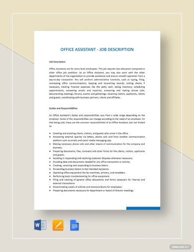 office assistant job description template