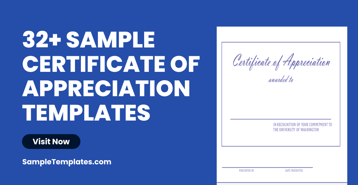 sample certificate of appreciation templates