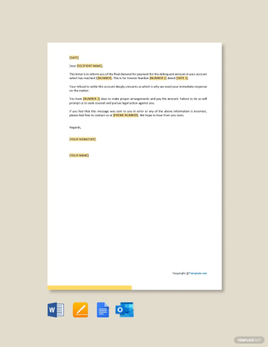sample final demand for payment letter template
