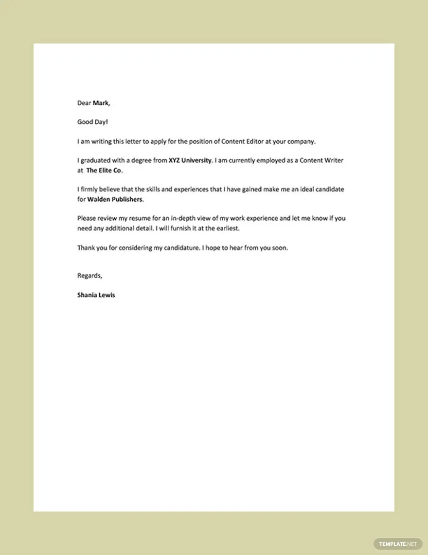 simple application letter sample pdf