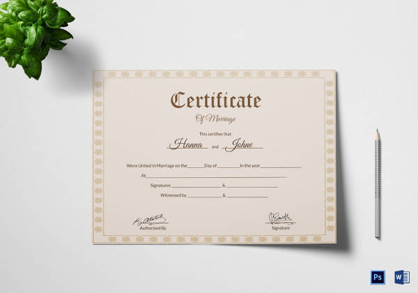 simple marriage certificate