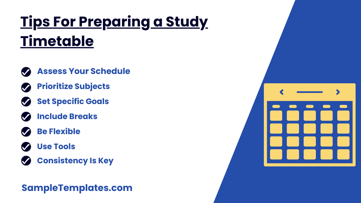 tips for preparing a study timetable