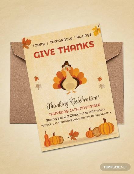 vintage thanksgiving event celebration invitation
