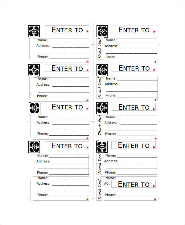 rraffle ticket template template printable