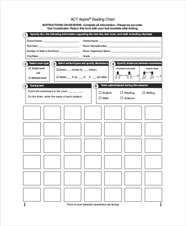 Downloadable Seating Chart