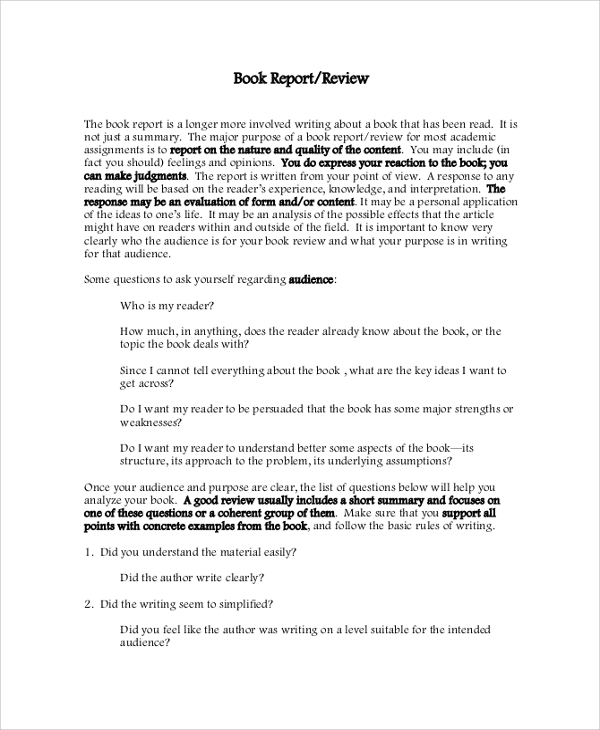  College Report Examples How To Write A College Book Report Outline 