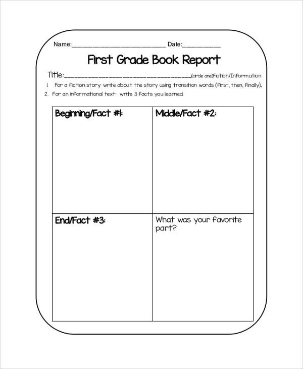 first grade book report