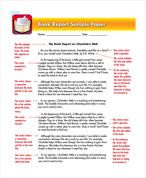 book report paper sample