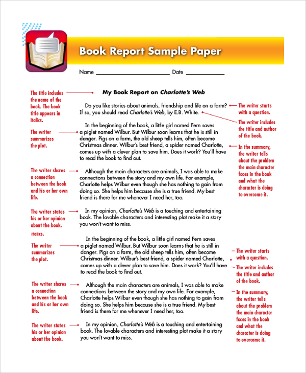 book report sample pdf