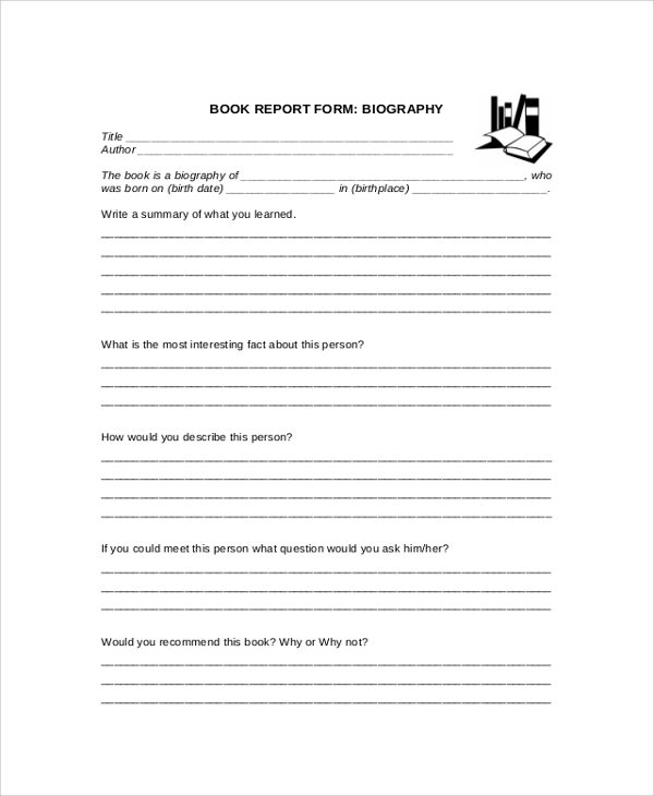 Biography Book Report Template