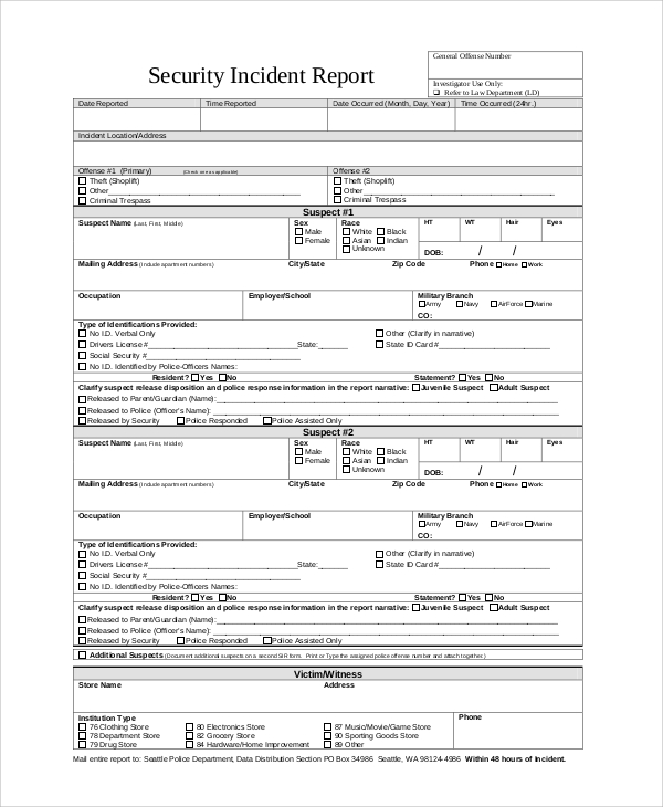 security incident report sample