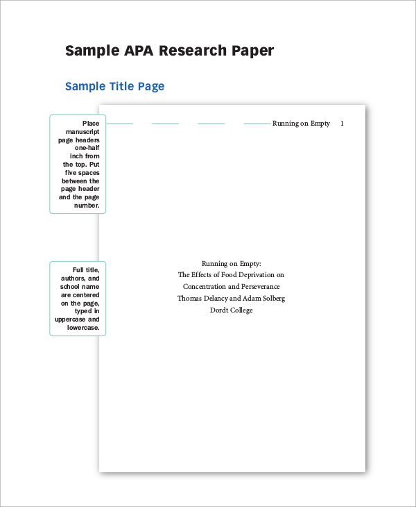 example of a research paper apa format