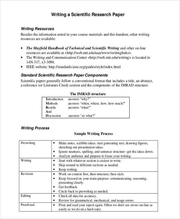 how to write a research paper science