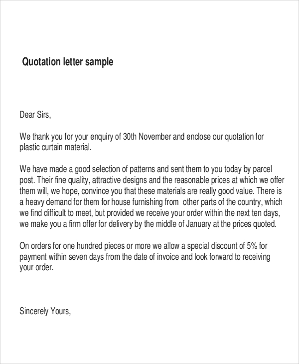 best quotation cover letter