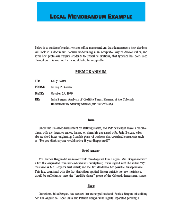 FREE 11  Sample Legal Memo Templates in PDF MS Word Google Docs