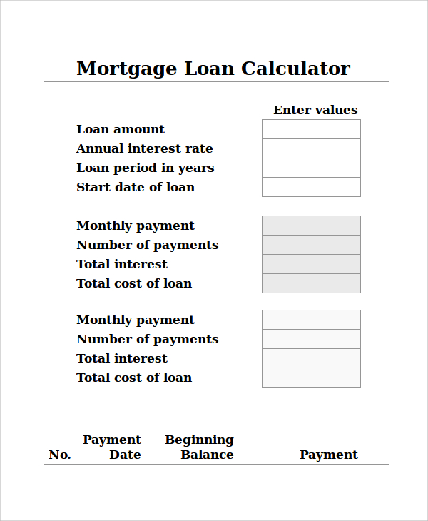 simple mortgage calculator formula