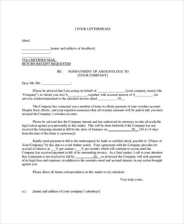 Sample Letter Threatening Legal Action from images.sampletemplates.com