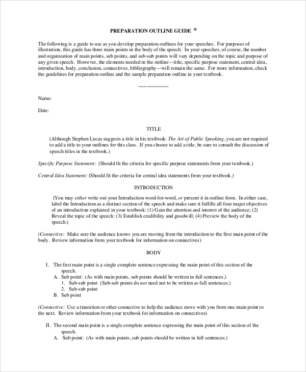 Speech Outline Template Pdf from images.sampletemplates.com