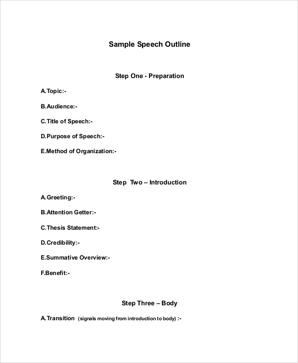 speech outline format sample