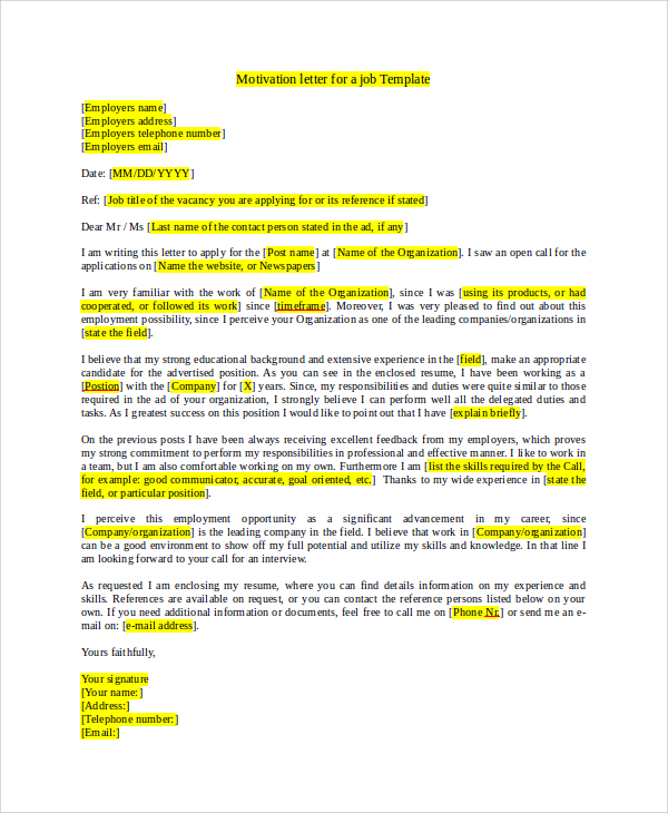 Sample Motivation Letter Job Application - cover letter how to right ...