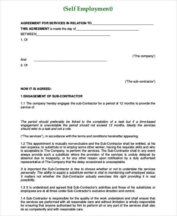 self-employed-agreement-template