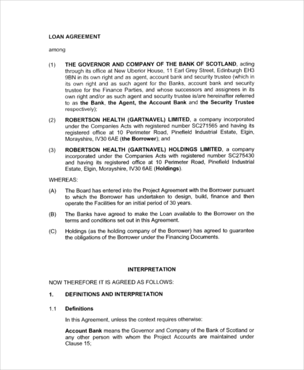 FREE 7 Sample Business Loan Agreement Templates In PDF MS Word