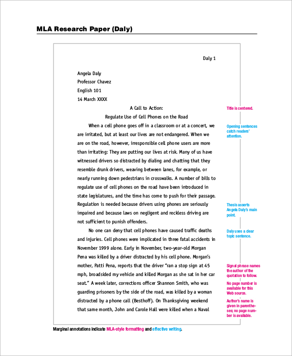Paper in mla format outline