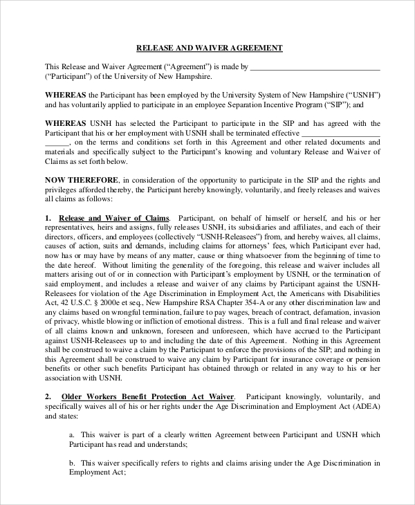 FREE 5 Sample Employment Release Agreement Templates In PDF