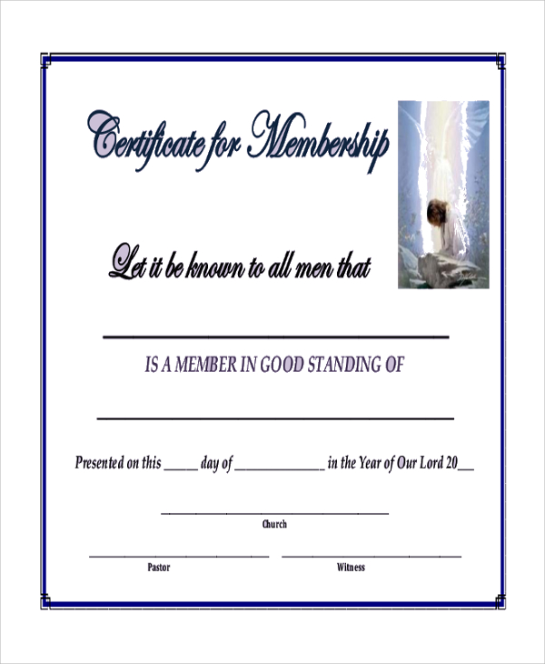 blank membership certificate