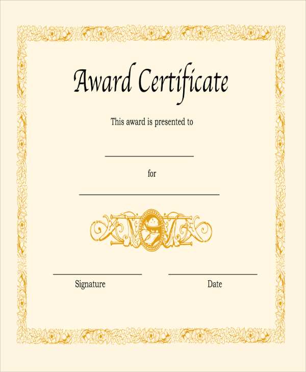 blank award certificate