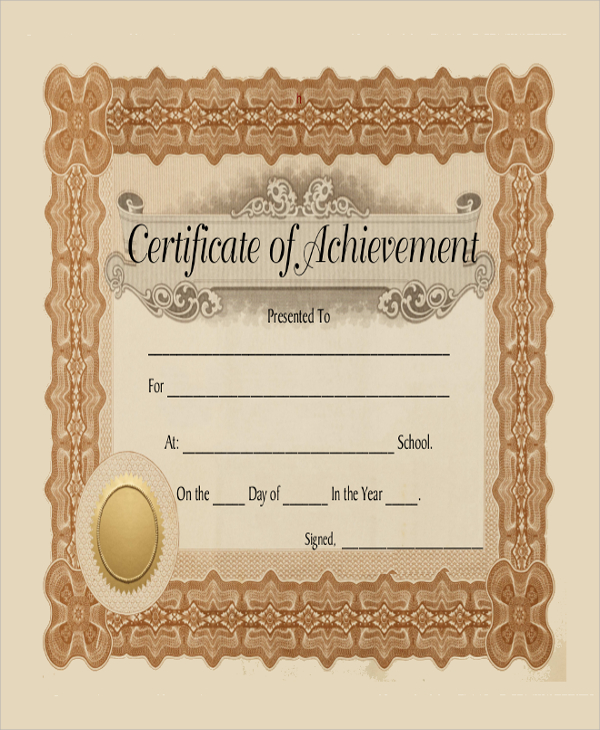 Certificate Of Achievement Template Word