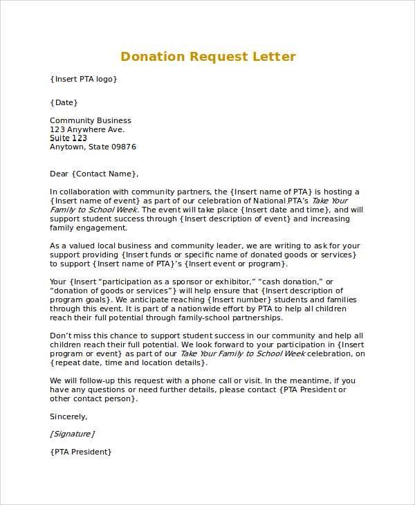donation letter format